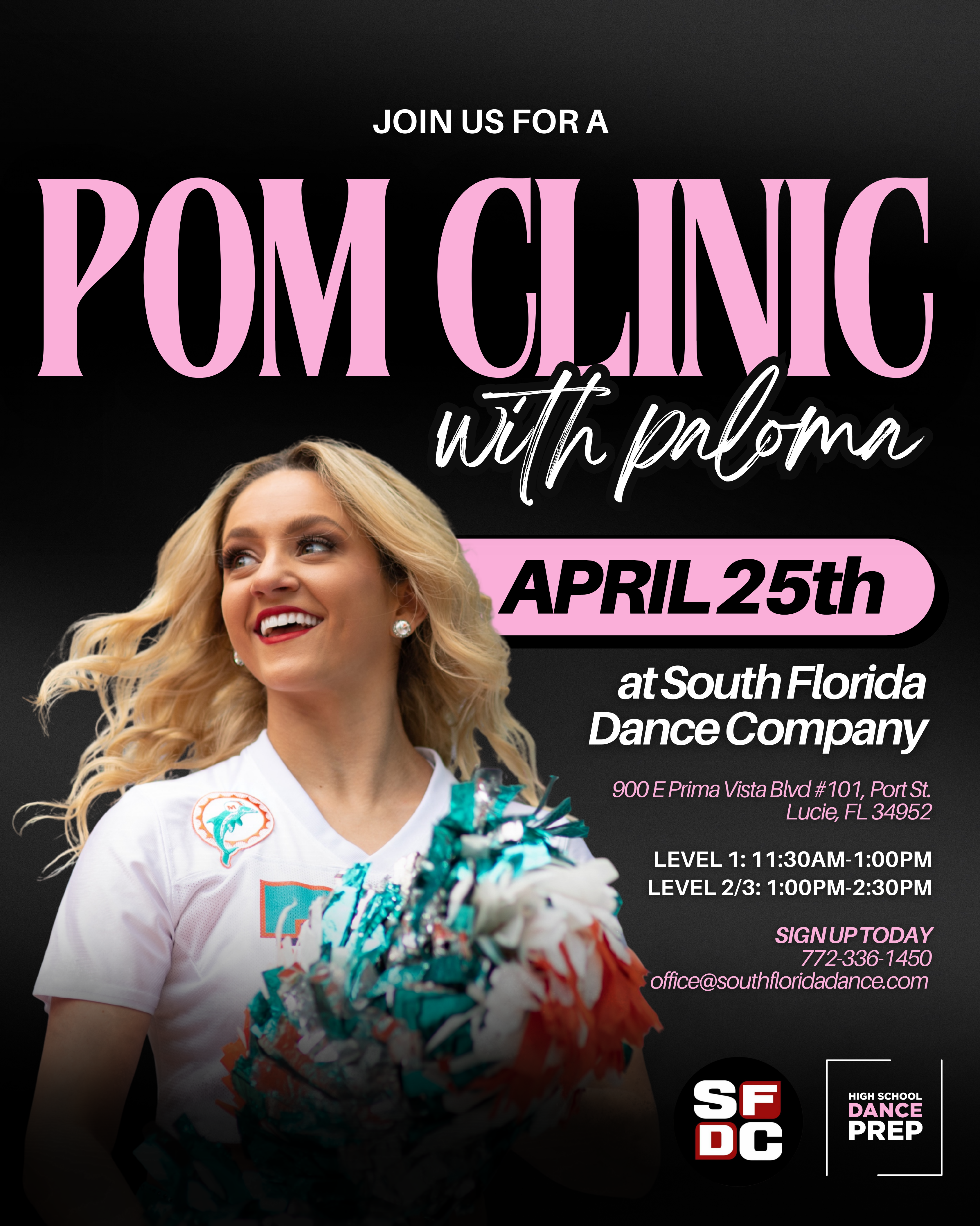 Pom Clinic with Paloma Alvarez Director of High School Prep